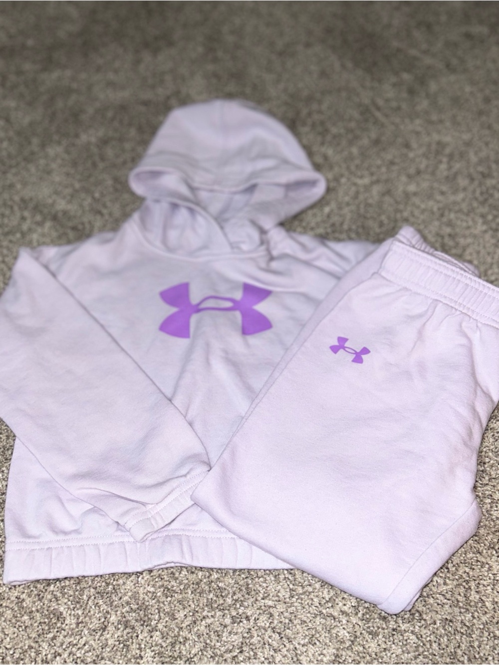 Under Armour Girls' Lavender Hoodie and Joggers Set - Purple Logo